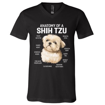 Dogs 365 Anatomy of a Shih Tzu Dog Funny Gift V-Neck T-Shirt