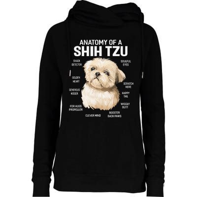 Dogs 365 Anatomy of a Shih Tzu Dog Funny Gift Womens Funnel Neck Pullover Hood