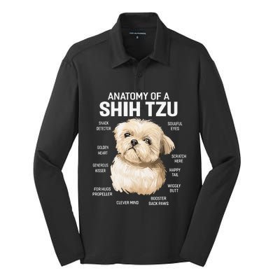 Dogs 365 Anatomy of a Shih Tzu Dog Funny Gift Silk Touch Performance Long Sleeve Polo