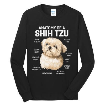 Dogs 365 Anatomy of a Shih Tzu Dog Funny Gift Tall Long Sleeve T-Shirt