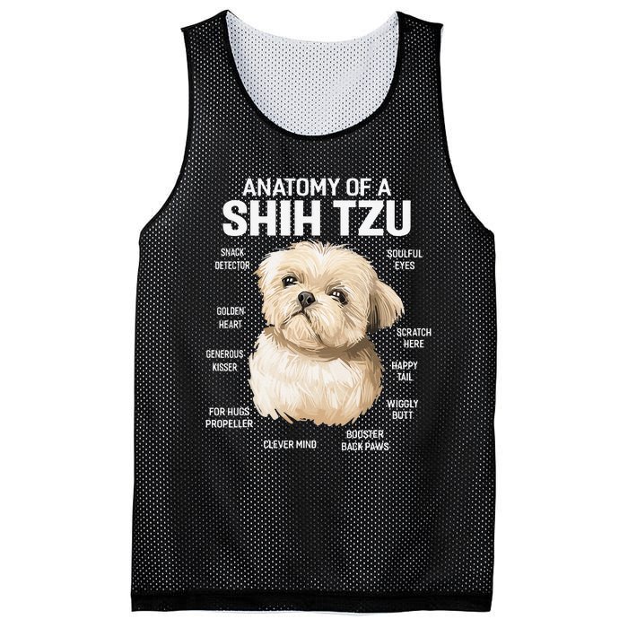 Dogs 365 Anatomy of a Shih Tzu Dog Funny Gift Mesh Reversible Basketball Jersey Tank