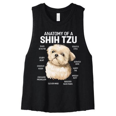 Dogs 365 Anatomy of a Shih Tzu Dog Funny Gift Women's Racerback Cropped Tank