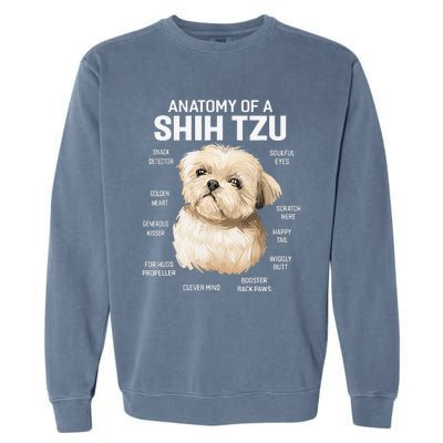 Dogs 365 Anatomy of a Shih Tzu Dog Funny Gift Garment-Dyed Sweatshirt