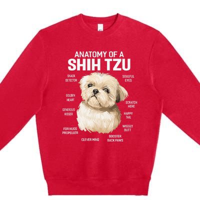 Dogs 365 Anatomy of a Shih Tzu Dog Funny Gift Premium Crewneck Sweatshirt