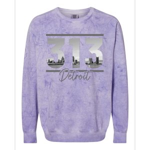 Detroit 313 Area Code Skyline Michigan Colorblast Crewneck Sweatshirt