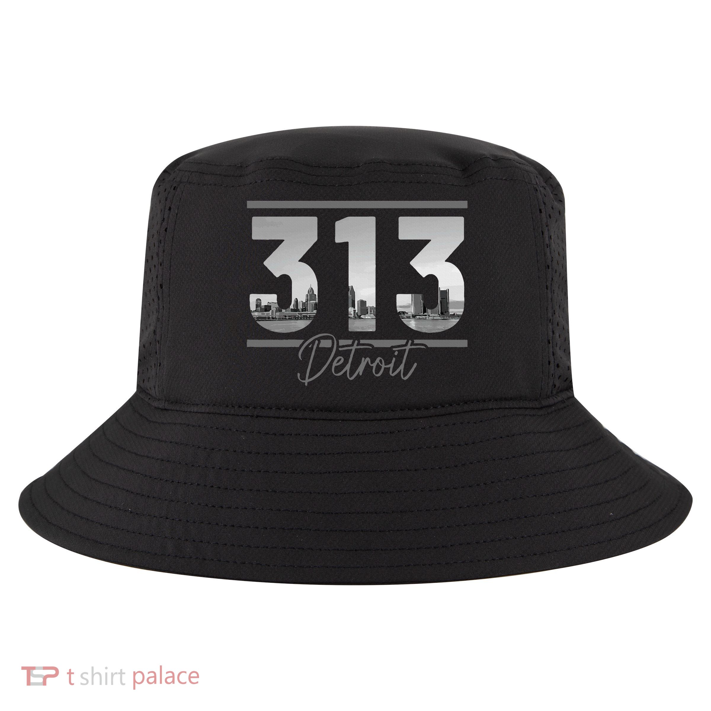 Detroit 313 Area Code Skyline Michigan Cool Comfort Performance Bucket Hat
