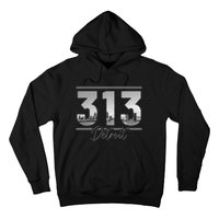 Detroit 313 Area Code Skyline Michigan Hoodie