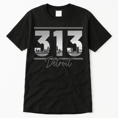 Detroit 313 Area Code Skyline Michigan Tall T-Shirt