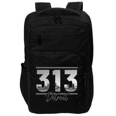 Detroit 313 Area Code Skyline Michigan Impact Tech Backpack