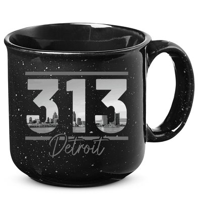 Detroit 313 Area Code Skyline Michigan 15oz Campfire Ceramic Mug