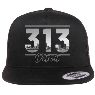 Detroit 313 Area Code Skyline Michigan Flatbill Hat