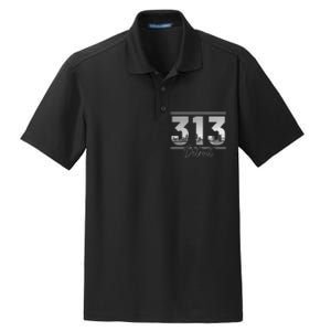 Detroit 313 Area Code Skyline Michigan Dry Zone Grid Polo