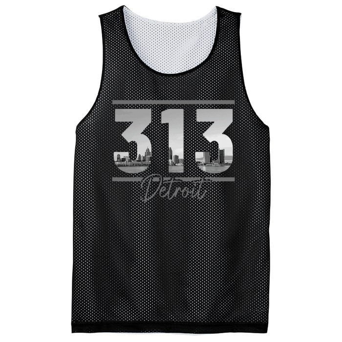 Detroit 313 Area Code Skyline Michigan Mesh Reversible Basketball Jersey Tank