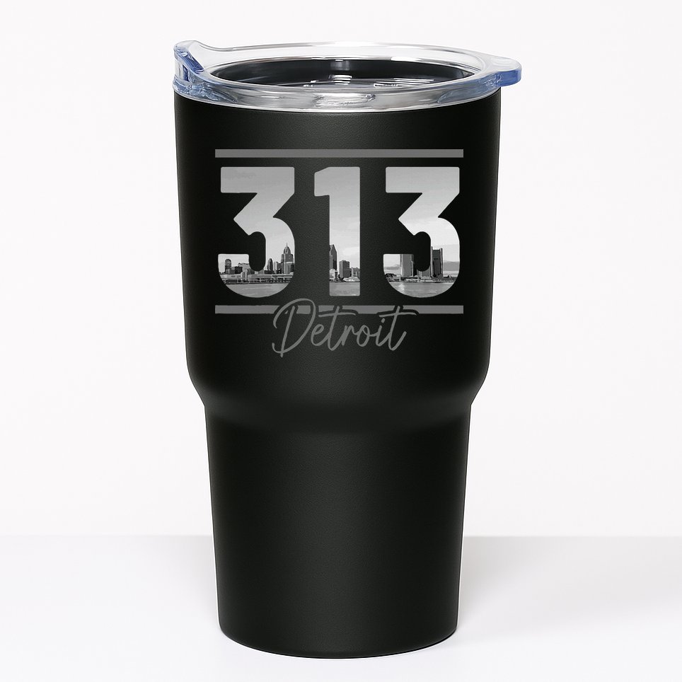 Detroit 313 Area Code Skyline Michigan Tumbler