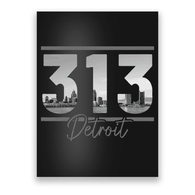 Detroit 313 Area Code Skyline Michigan Poster