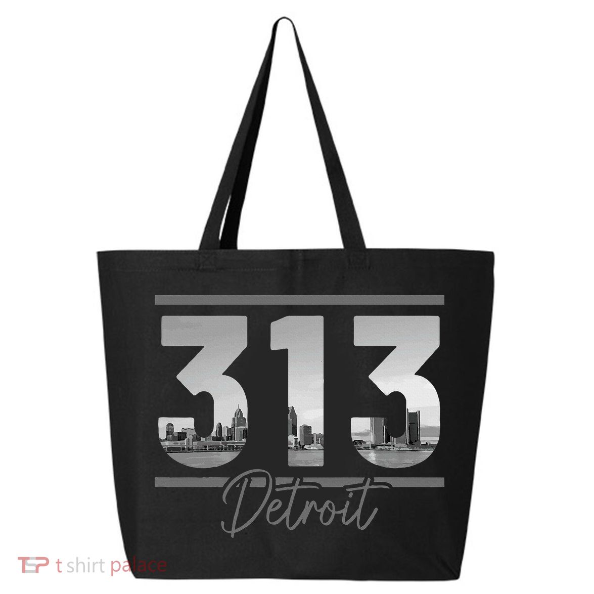 Detroit 313 Area Code Skyline Michigan 25L Jumbo Tote
