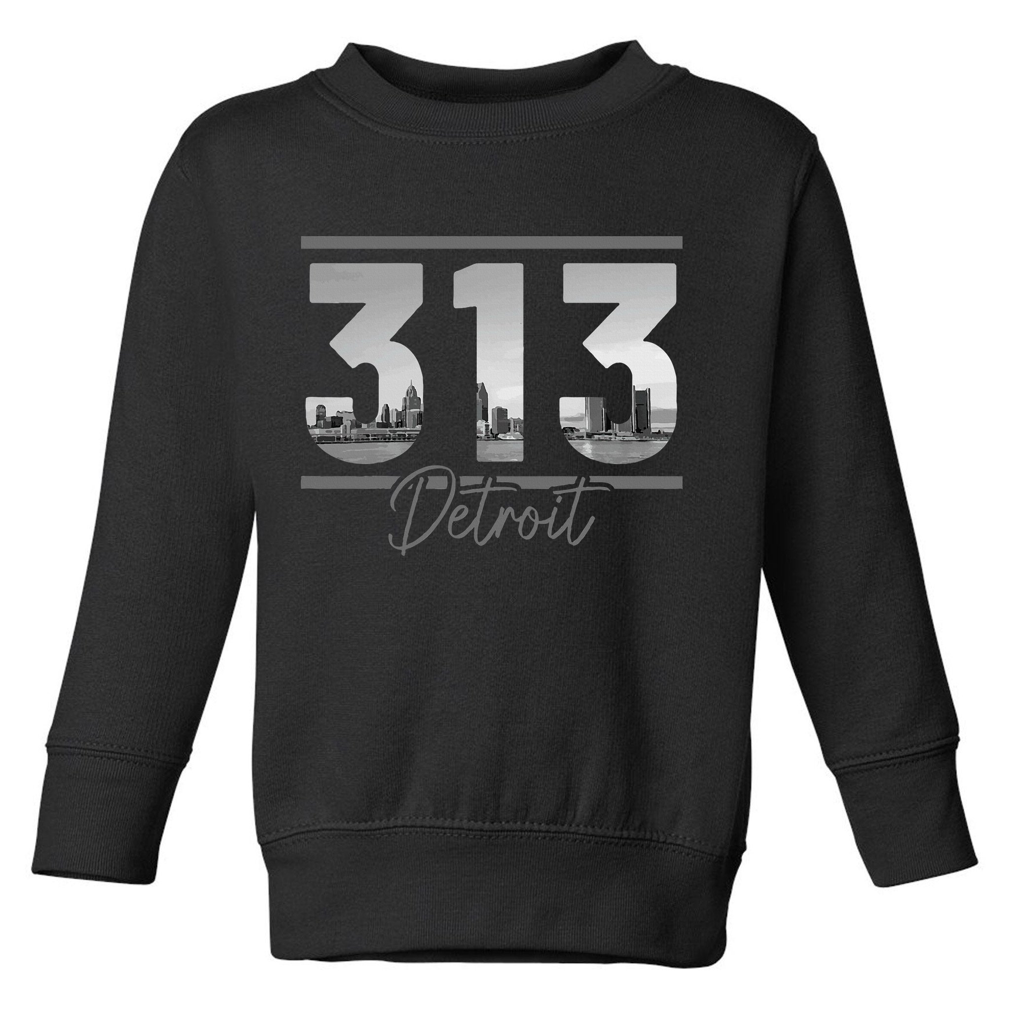 Detroit 313 Area Code Skyline Michigan Toddler Sweatshirt