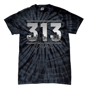 Detroit 313 Area Code Skyline Michigan Tie-Dye T-Shirt