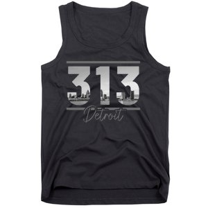 Detroit 313 Area Code Skyline Michigan Tank Top