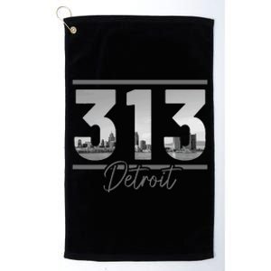 Detroit 313 Area Code Skyline Michigan Platinum Collection Golf Towel