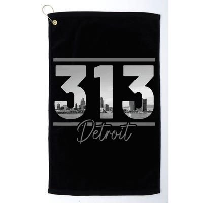 Detroit 313 Area Code Skyline Michigan Golf Towel