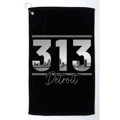 Detroit 313 Area Code Skyline Michigan Platinum Collection Golf Towel