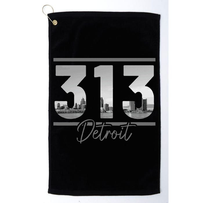 Detroit 313 Area Code Skyline Michigan Golf Towel