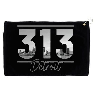 Detroit 313 Area Code Skyline Michigan Grommeted Golf Towel