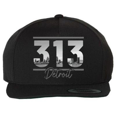 Detroit 313 Area Code Skyline Michigan Wool Snapback Cap