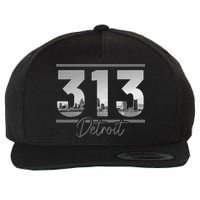 Detroit 313 Area Code Skyline Michigan Wool Snapback Cap