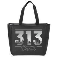 Detroit 313 Area Code Skyline Michigan Zip Tote Bag