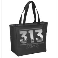 Detroit 313 Area Code Skyline Michigan Zip Tote Bag