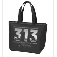 Detroit 313 Area Code Skyline Michigan Zip Tote Bag