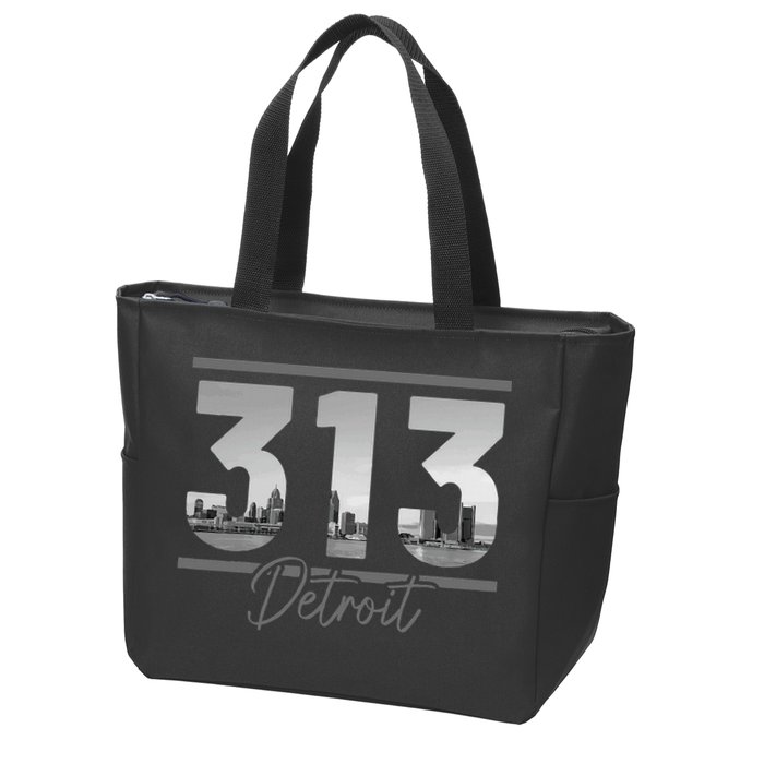 Detroit 313 Area Code Skyline Michigan Zip Tote Bag