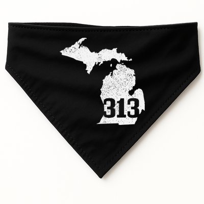 Detroit 313 Area Code Michigan Map State Pride Vintage USA-Made Doggie Bandana