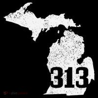 Detroit 313 Area Code Michigan Map State Pride Vintage T-Shirt