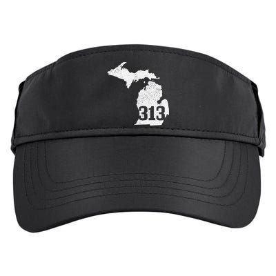 Detroit 313 Area Code Michigan Map State Pride Vintage Adult Drive Performance Visor