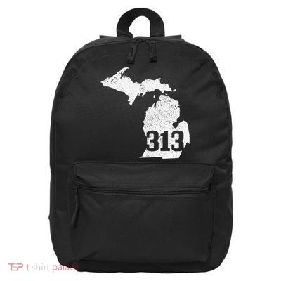 Detroit 313 Area Code Michigan Map State Pride Vintage 16 in Basic Backpack