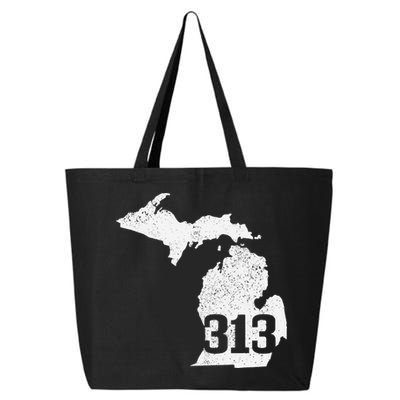 Detroit 313 Area Code Michigan Map State Pride Vintage 25L Jumbo Tote