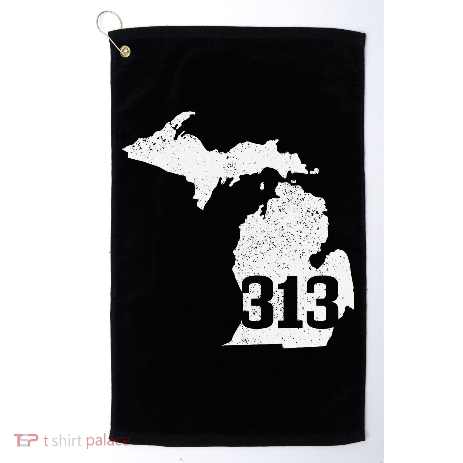 Detroit 313 Area Code Michigan Map State Pride Vintage Golf Towel