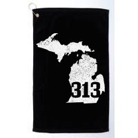 Detroit 313 Area Code Michigan Map State Pride Vintage Golf Towel