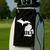 Detroit 313 Area Code Michigan Map State Pride Vintage Golf Towel