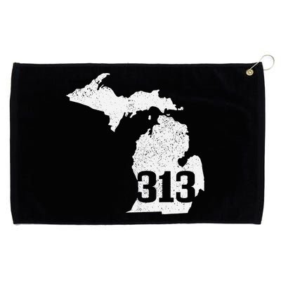 Detroit 313 Area Code Michigan Map State Pride Vintage Grommeted Golf Towel