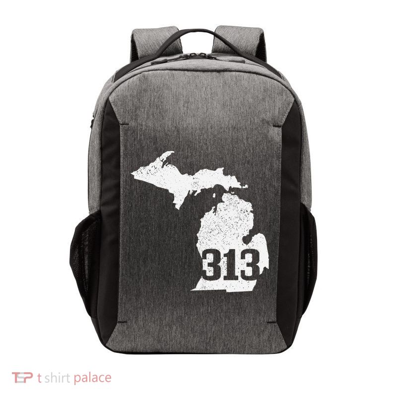 Detroit 313 Area Code Michigan Map State Pride Vintage Vector Backpack