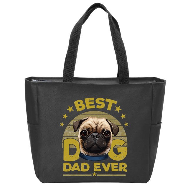 Dogs 365 Best Pug Dog Dad Ever Gift Zip Tote Bag