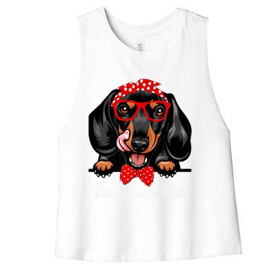 Dogs 365 Dachshund Mom Cute Dachshund Mom Dog Lover Gift Women's Racerback Cropped Tank