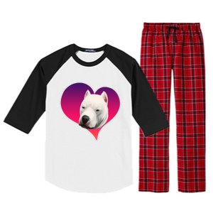 Dogs 365 Dogo Argentino Dog Pink Heart Love Gift Gift Raglan Sleeve Pajama Set