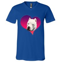 Dogs 365 Dogo Argentino Dog Pink Heart Love Gift Gift V-Neck T-Shirt