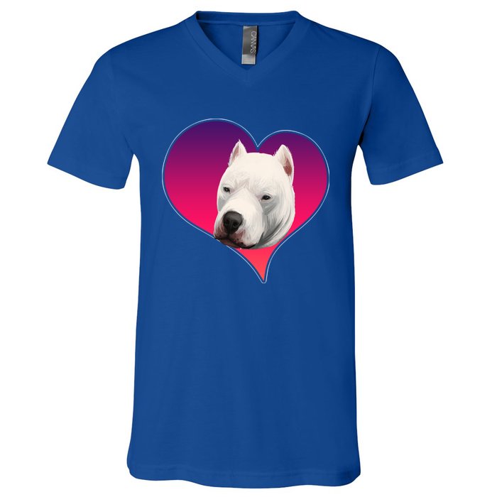 Dogs 365 Dogo Argentino Dog Pink Heart Love Gift Gift V-Neck T-Shirt