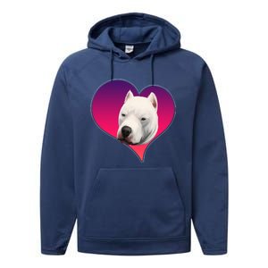 Dogs 365 Dogo Argentino Dog Pink Heart Love Gift Gift Performance Fleece Hoodie